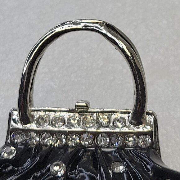 Black Crystal Handbag Brooch Pin - Picture 6 of 8